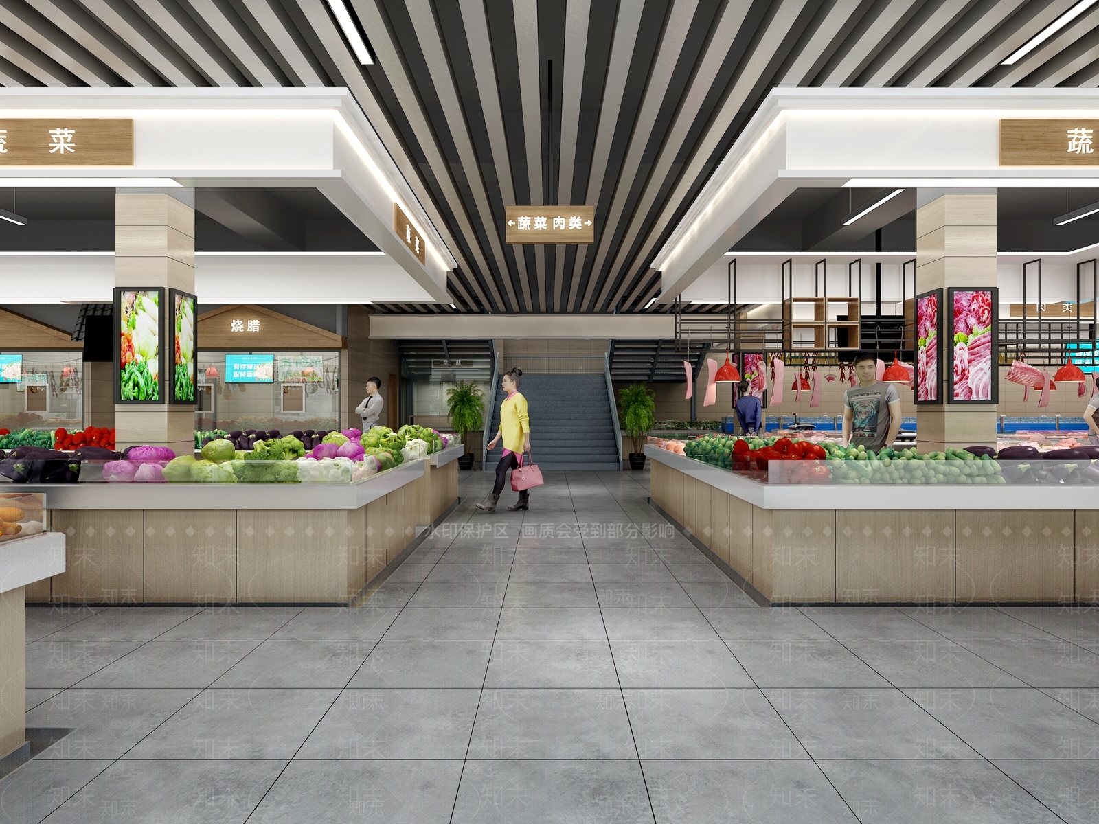 现代农贸市场3D模型下载【ID:1130148370】