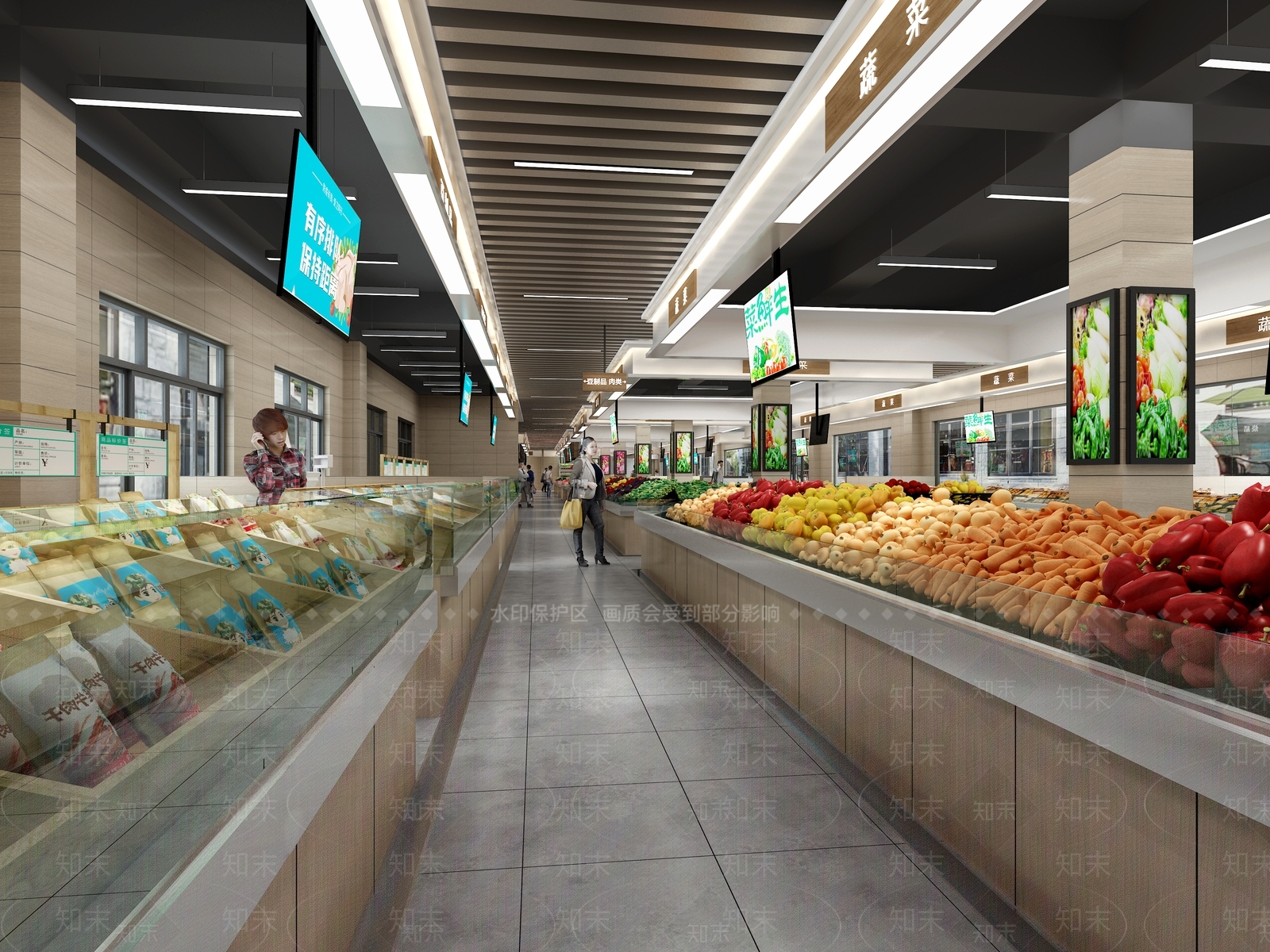 现代农贸市场3D模型下载【ID:1130148370】_知末3d模型网