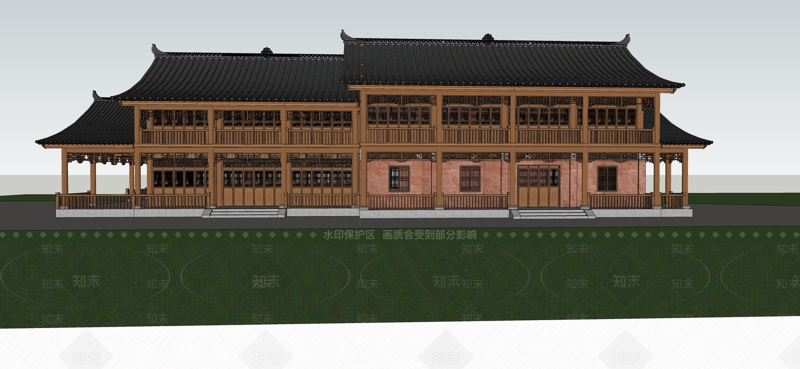 中式古建筑SU模型下载【ID:1130150483】