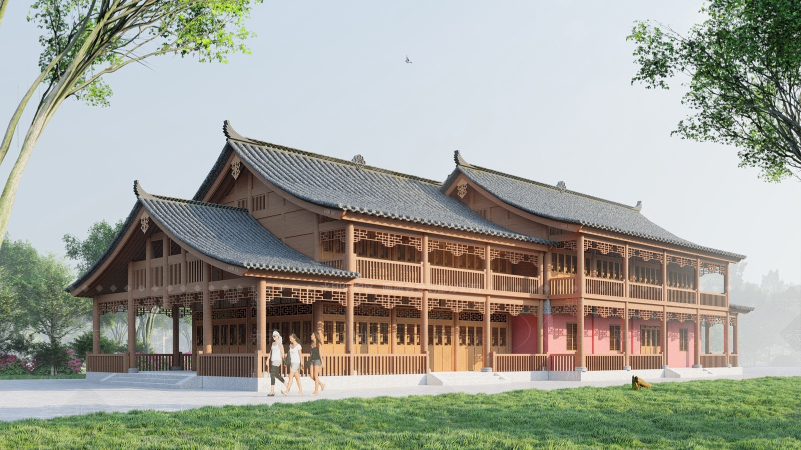 中式古建筑SU模型下载【ID:1130150483】