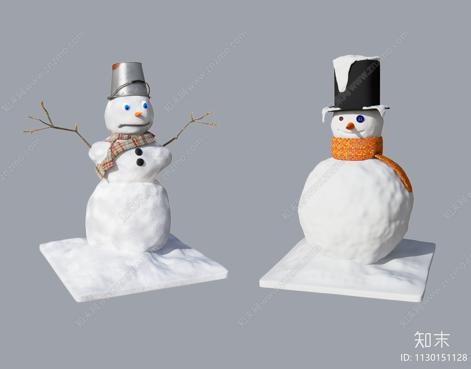 现代雪人雕塑小品3D模型下载【ID:1130151128】