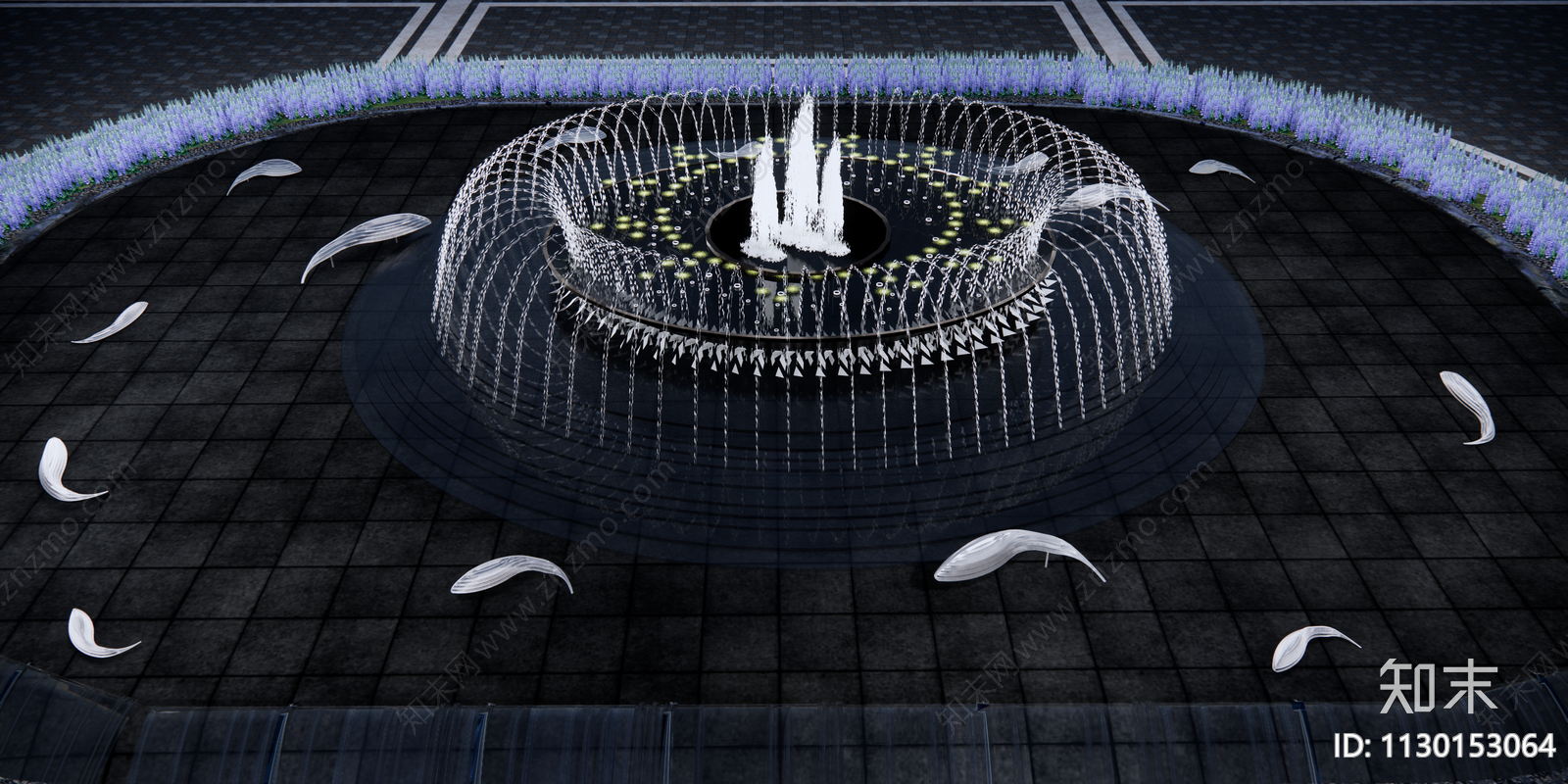 中心水景喷泉叠水跌水景观施工图下载【ID:1130153064】