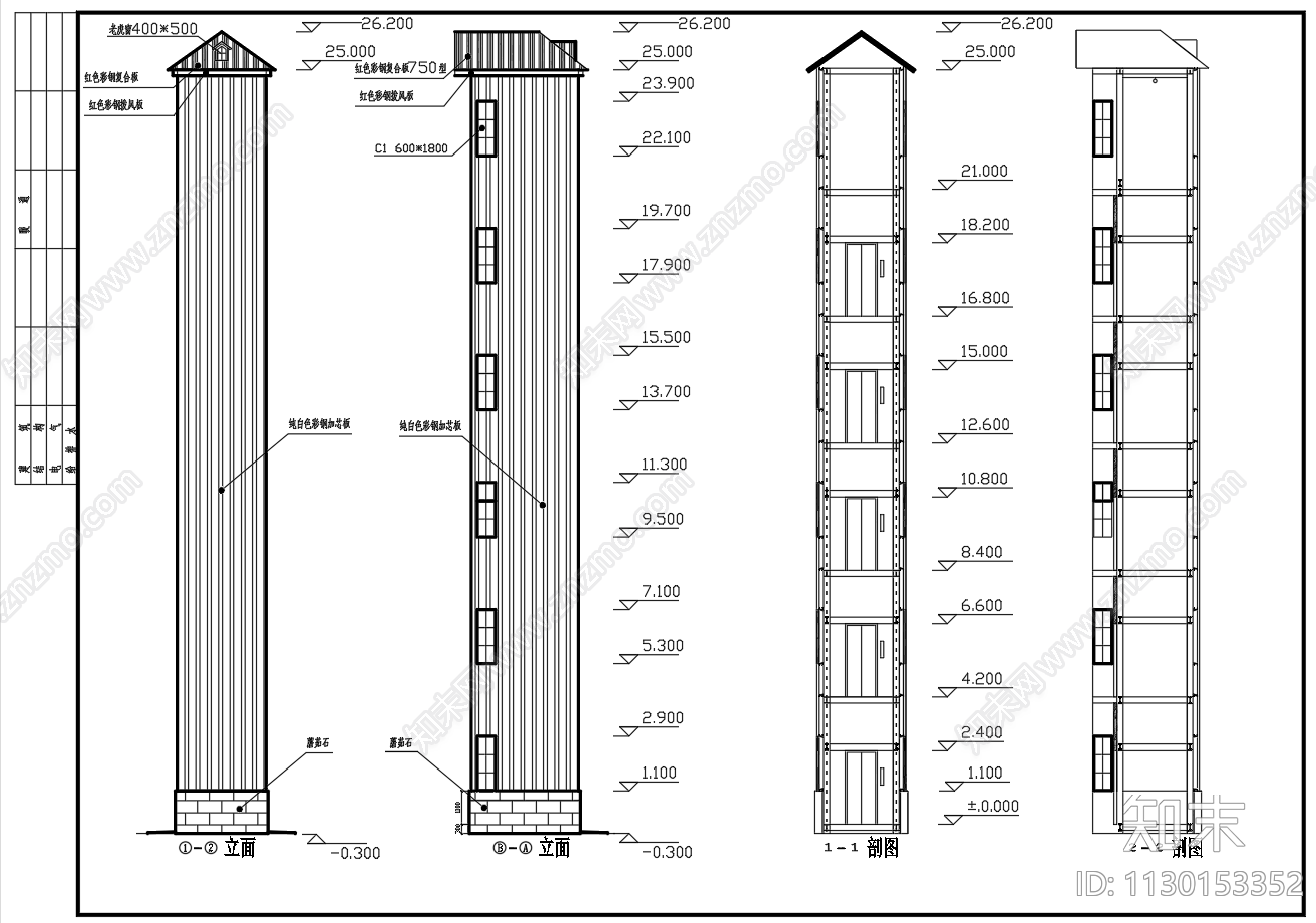 外挂电梯井结构施工图下载【ID:1130153352】