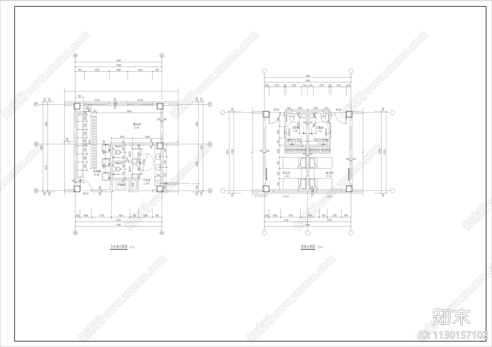 5层养老院建筑cad施工图下载【ID:1130157102】