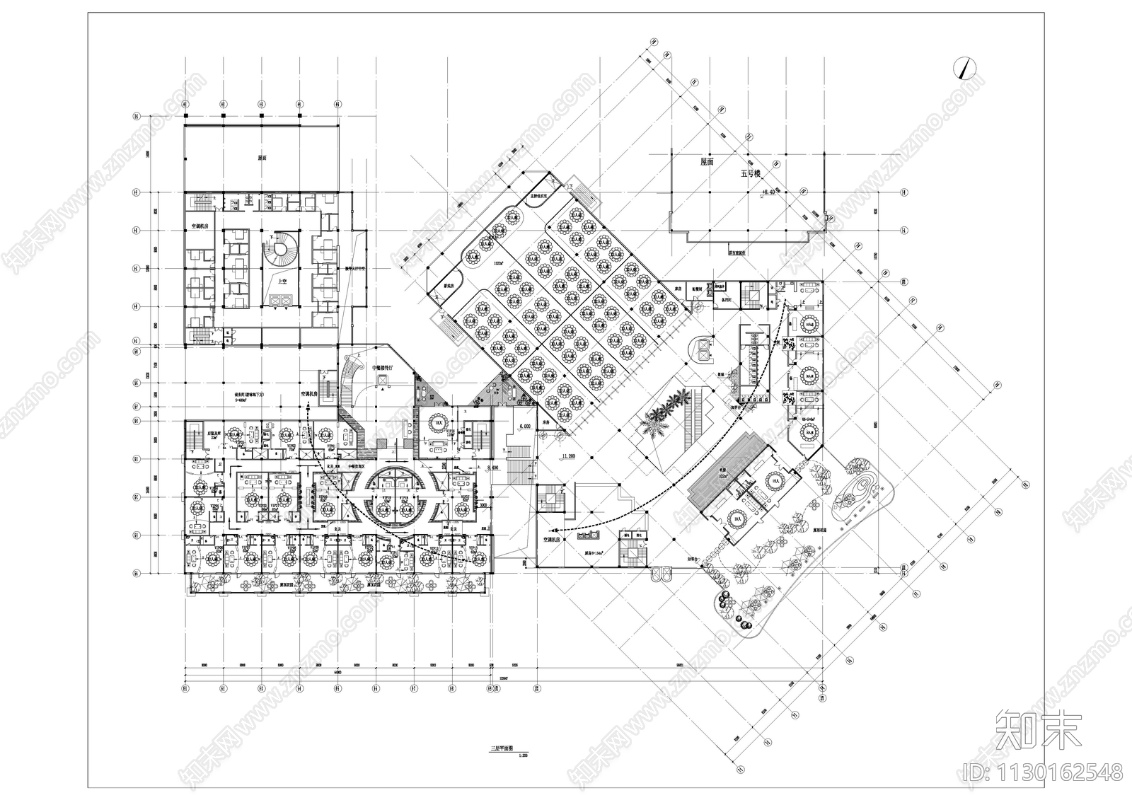 大型会所餐饮平面方案图cad施工图下载【ID:1130162548】