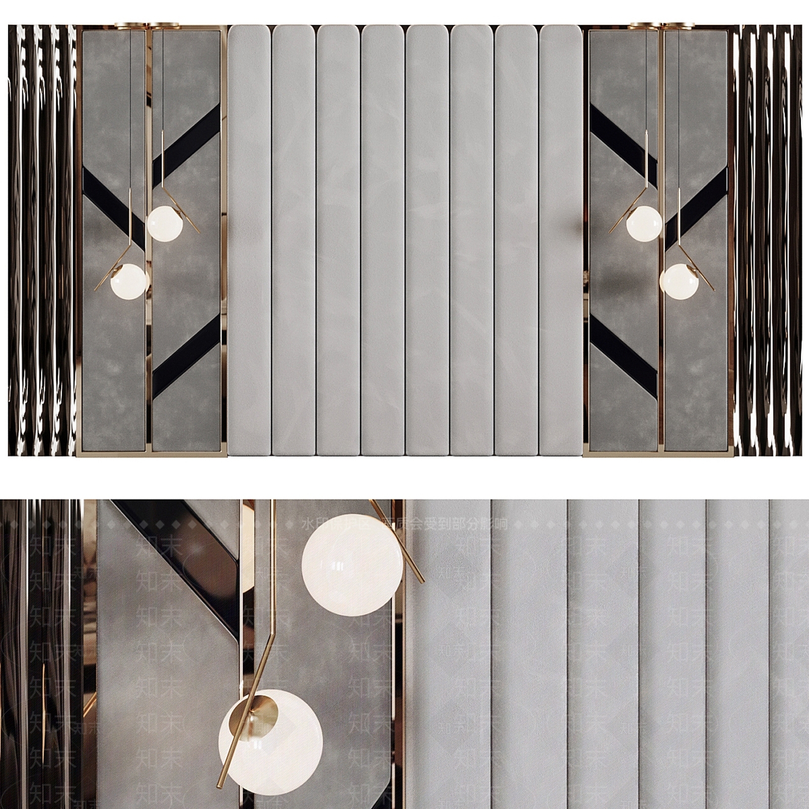 现代卧室背景墙3D模型下载【ID:1130164995】