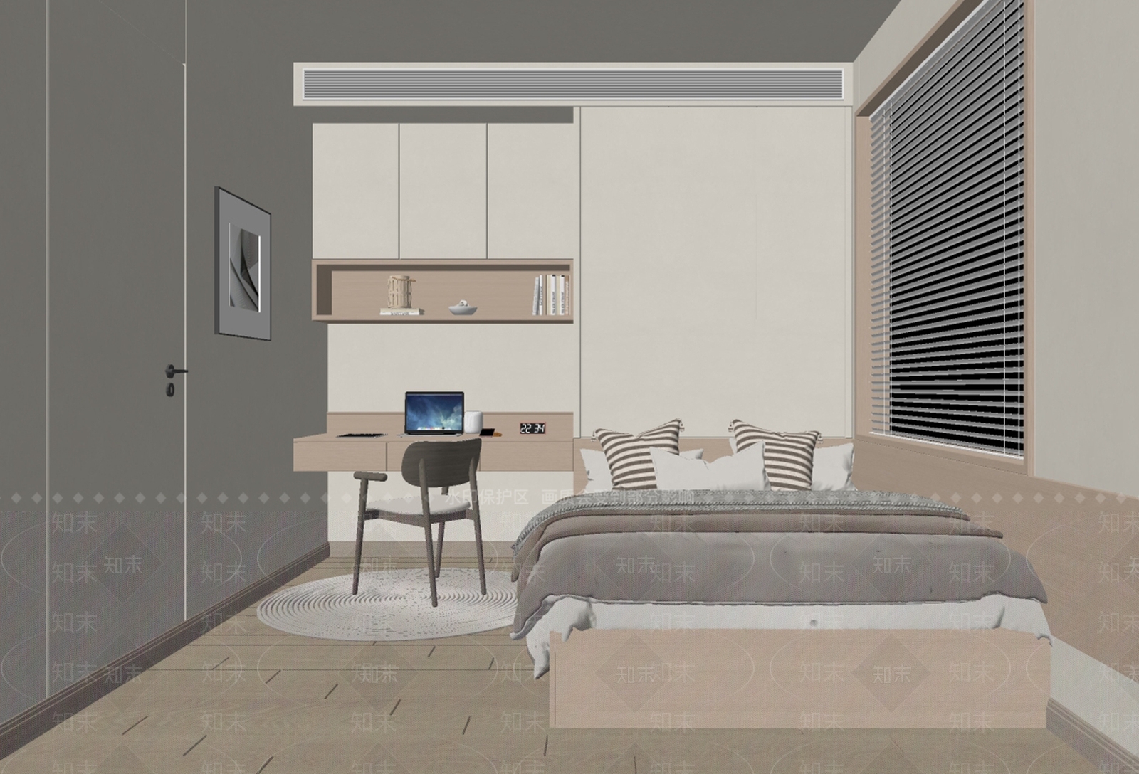 现代榻榻米卧室SU模型下载【ID:1130165551】