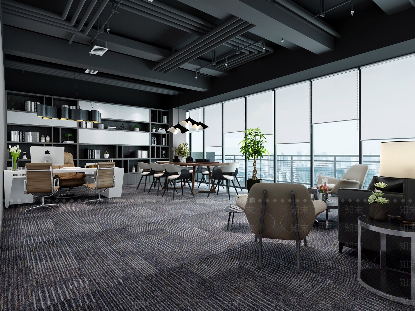 工业风总经理办公室3D模型下载【ID:1130634435】