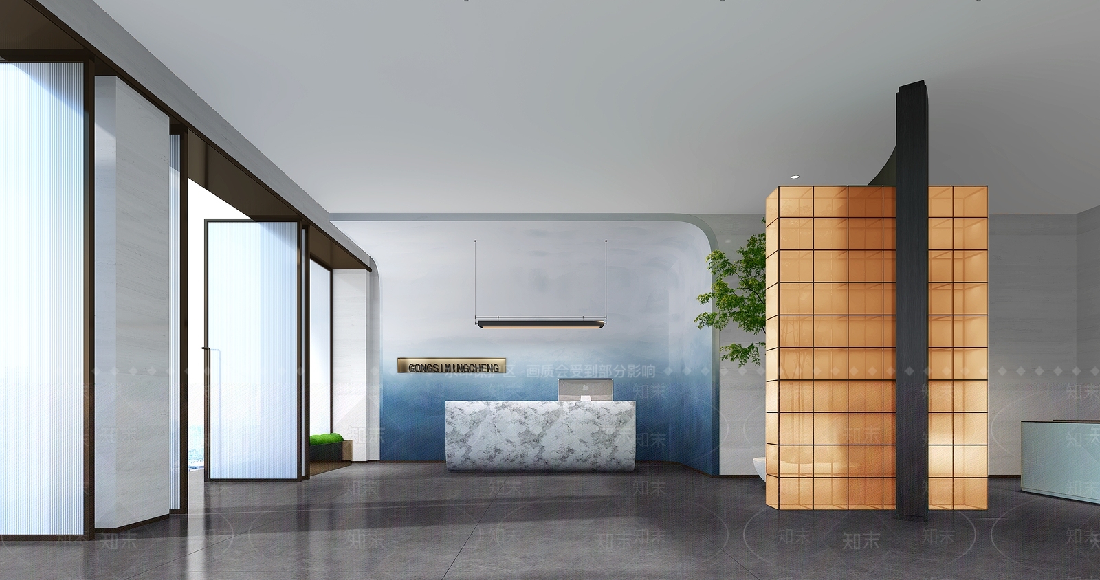 现代售楼处前台3D模型下载【ID:1130292439】