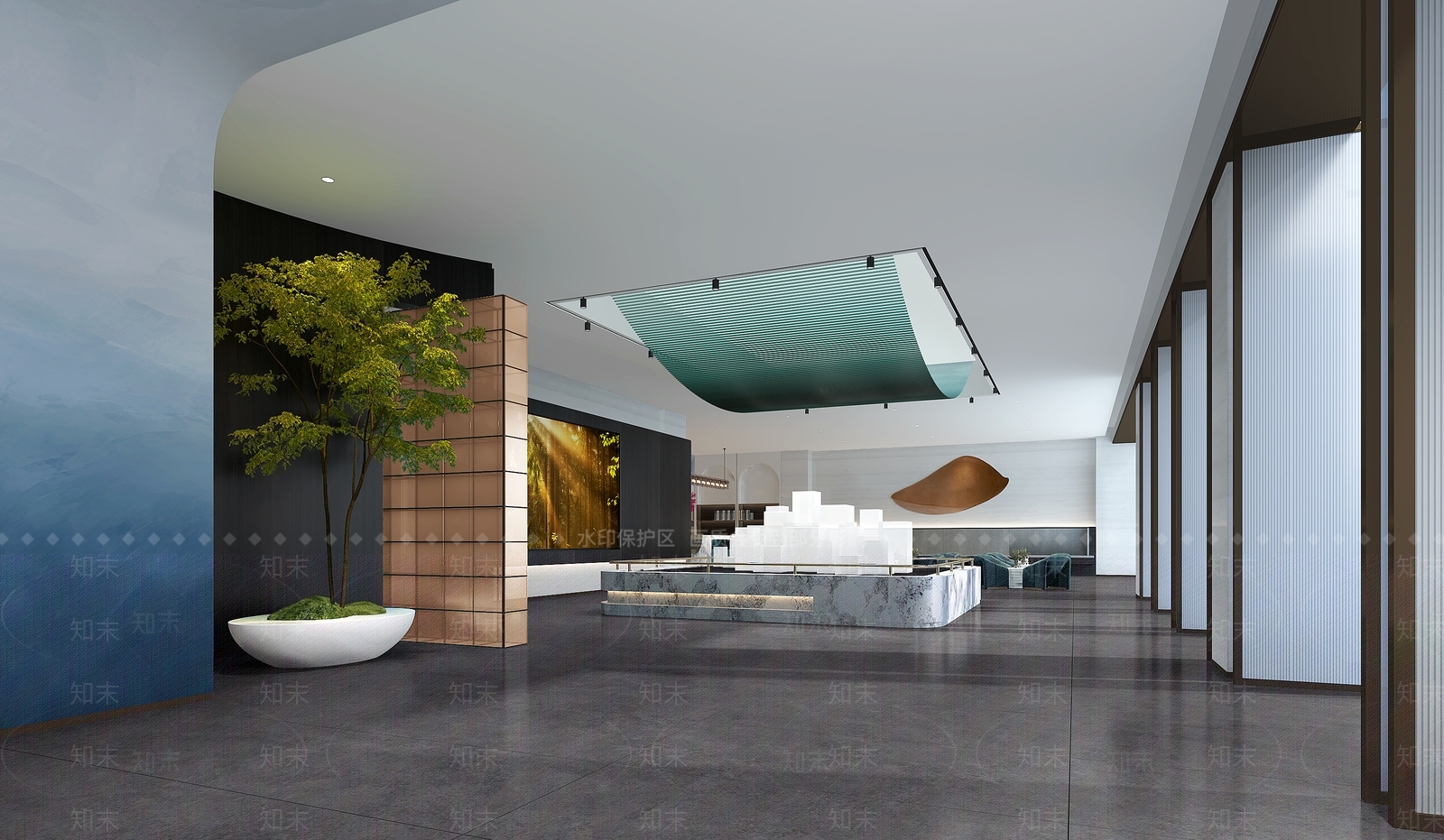 现代售楼处前台3D模型下载【ID:1130292439】