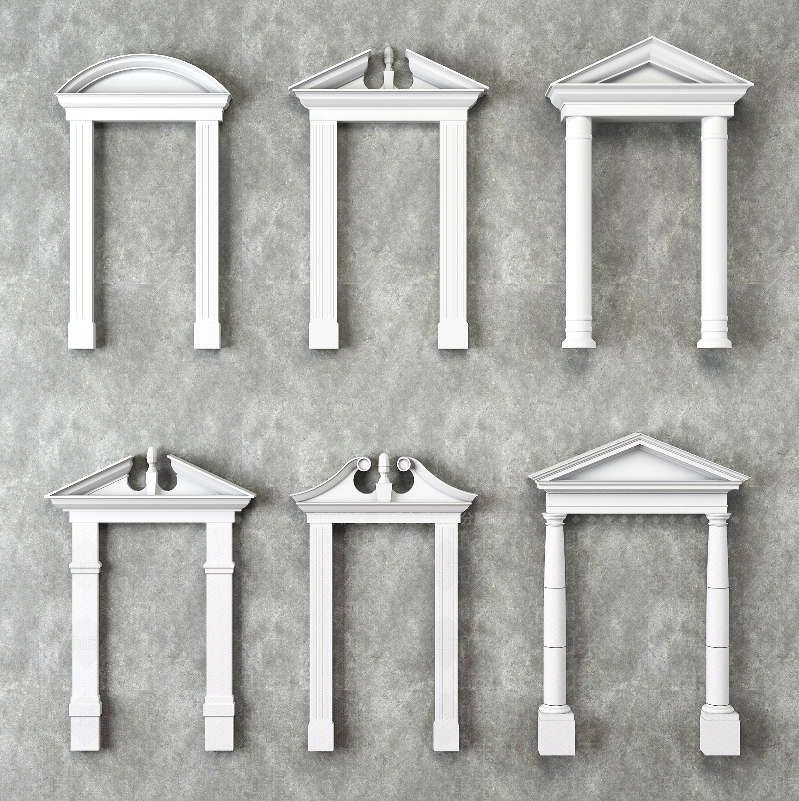 欧式石膏线门头门楣门框组合SU模型下载【ID:1130172266】