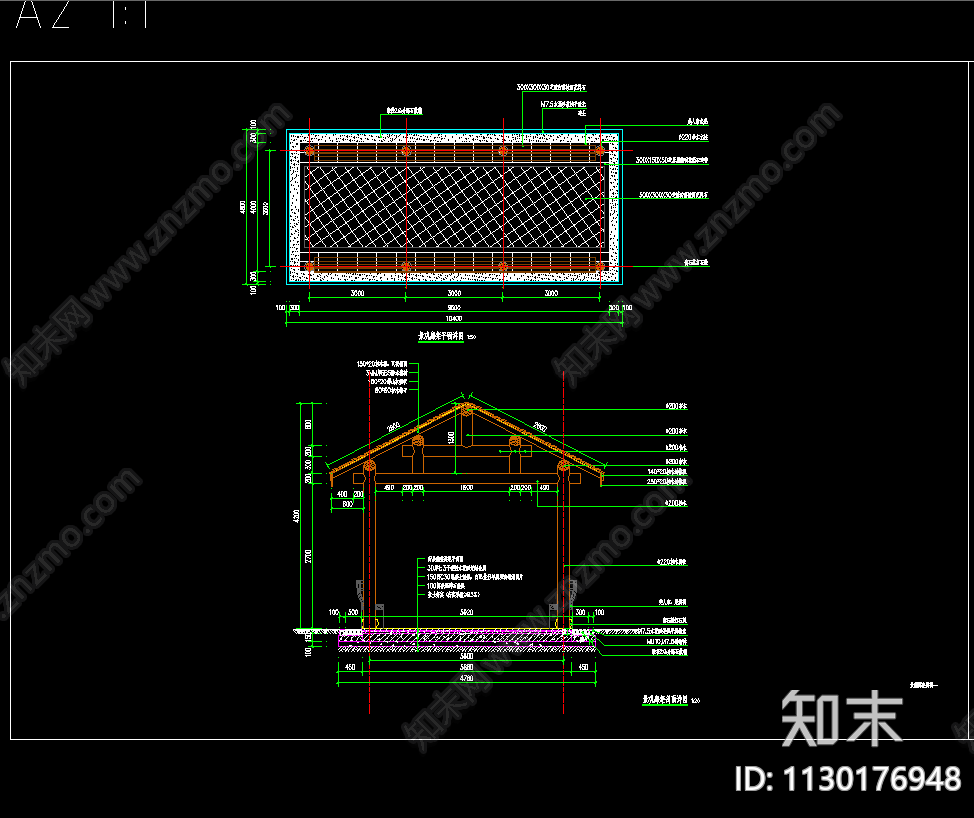 木廊架景观廊架美人靠廊架施工图下载【ID:1130176948】