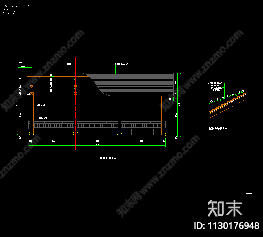 木廊架景观廊架美人靠廊架施工图下载【ID:1130176948】