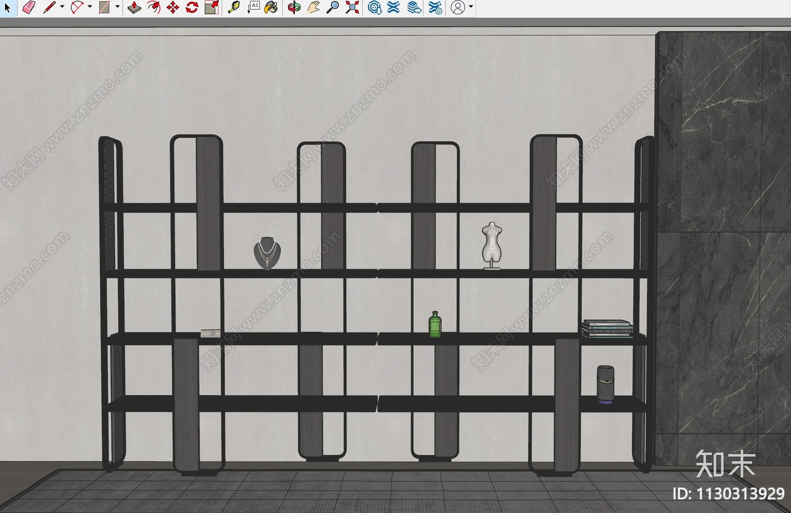 现代简约艺术装饰架SU模型下载【ID:1130313929】