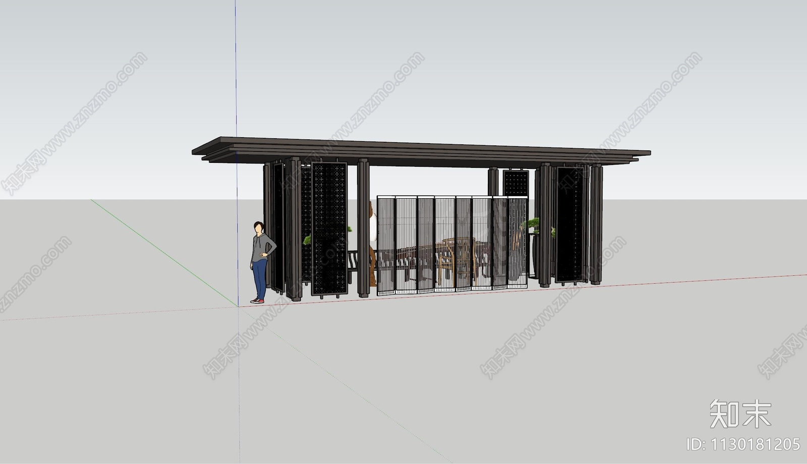 新中式廊架cad施工图下载【ID:1130181205】