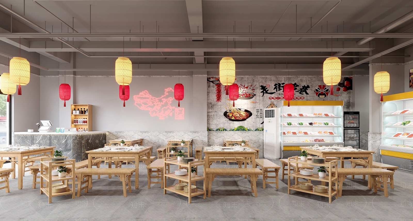 工业风火锅店3D模型下载【ID:1130217121】