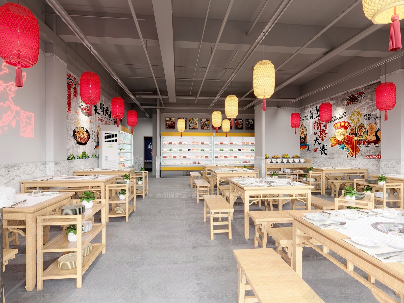工业风火锅店3D模型下载【ID:1130217121】