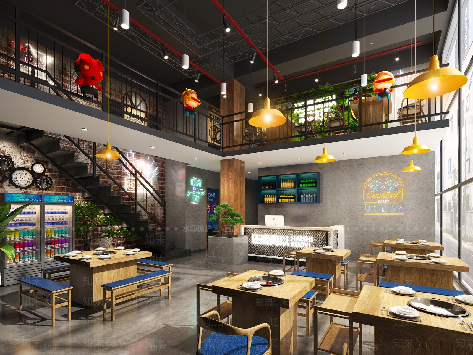 工业风火锅店3D模型下载【ID:1130182069】