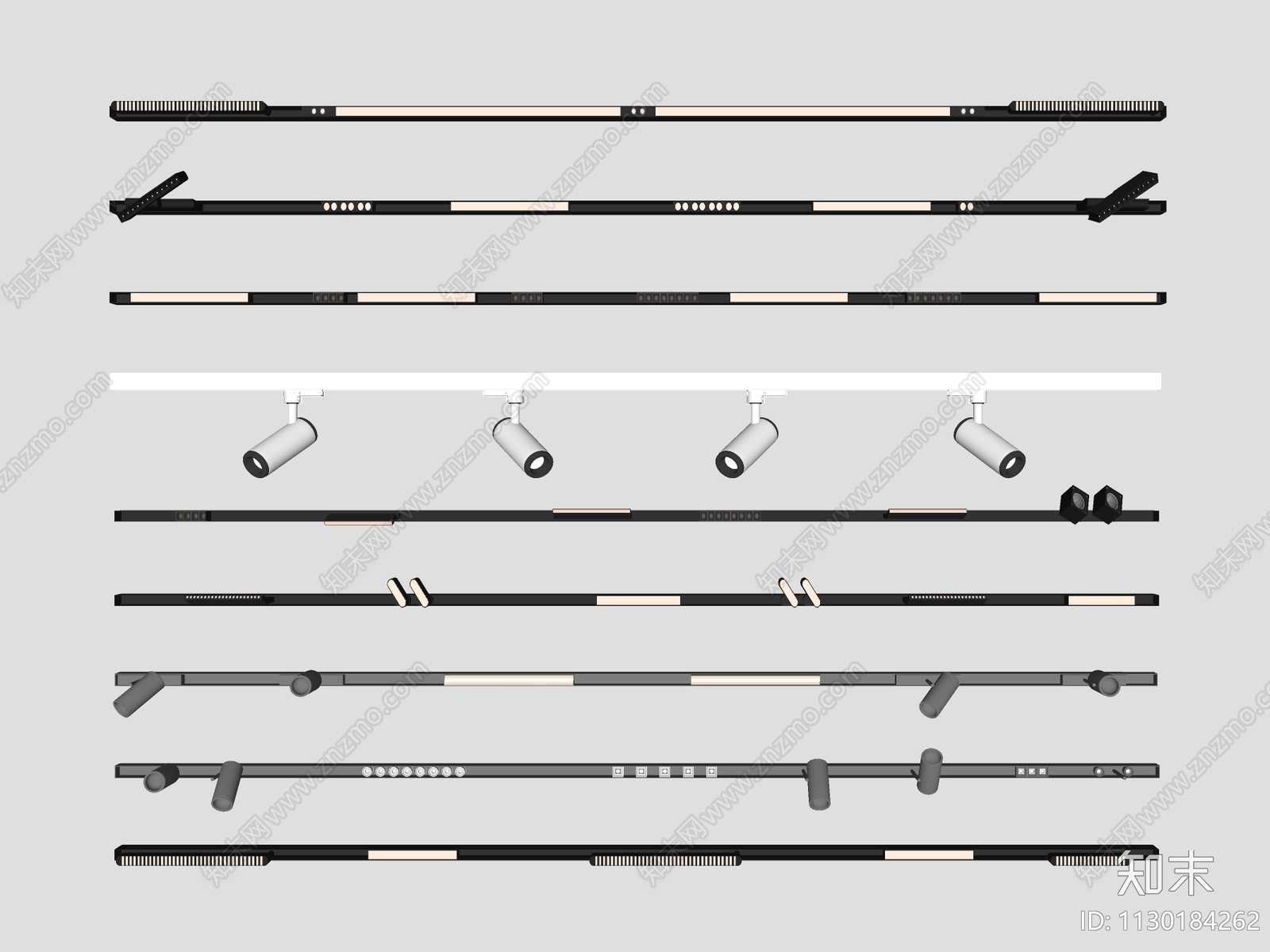 现代磁吸灯轨道筒灯SU模型下载【ID:1130184262】