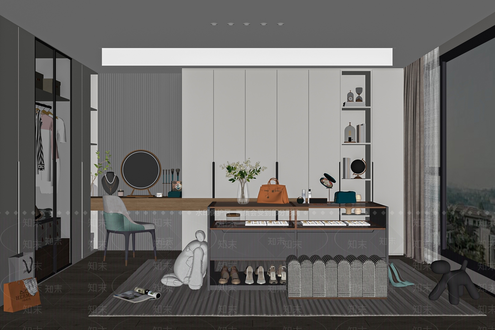 现代衣帽间SU模型下载【ID:1130185059】