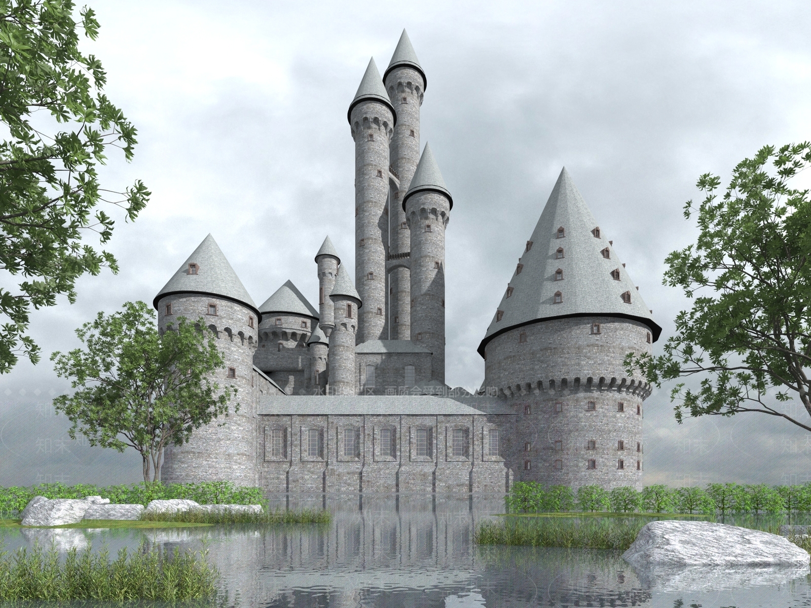 欧式建筑城堡SU模型下载【ID:1130187380】