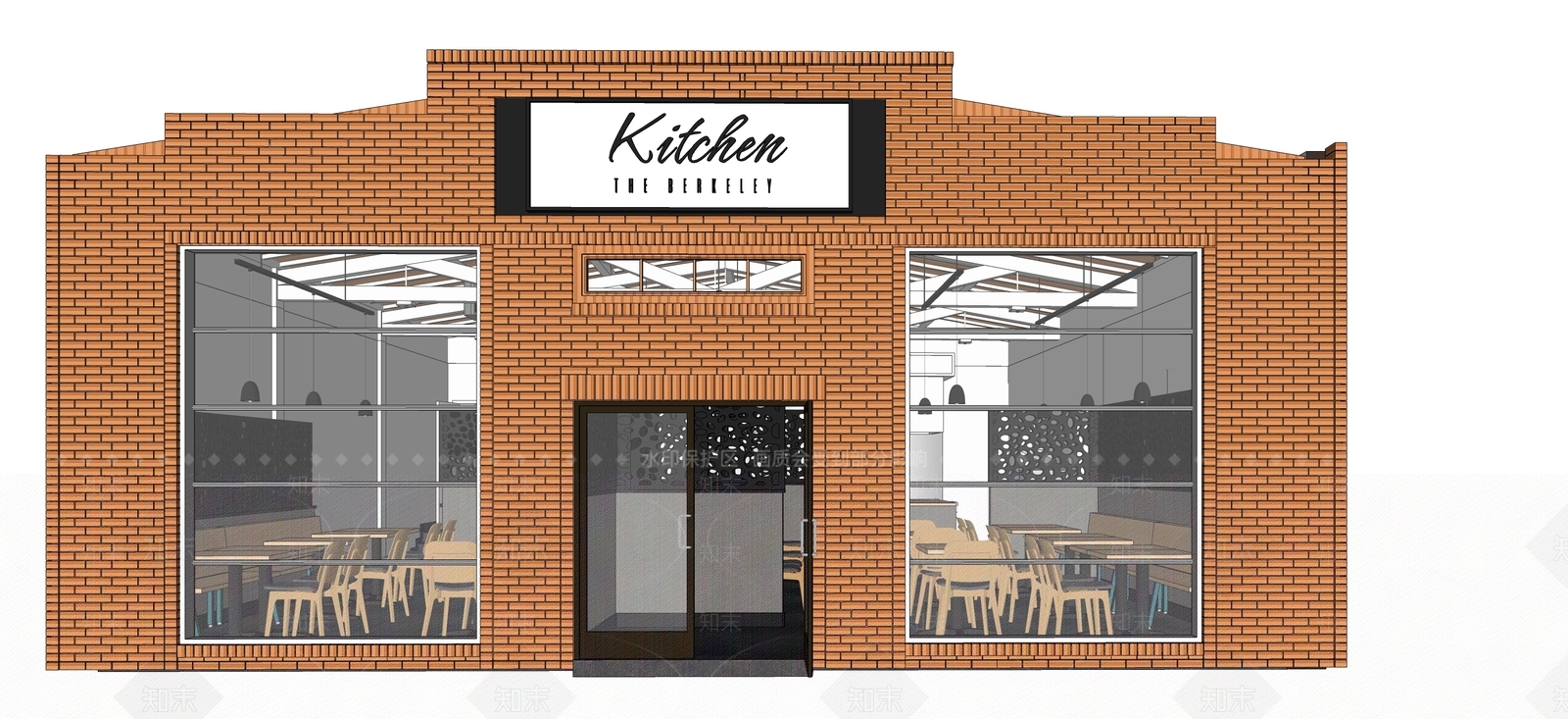 现代餐馆门头SU模型下载【ID:1130188780】