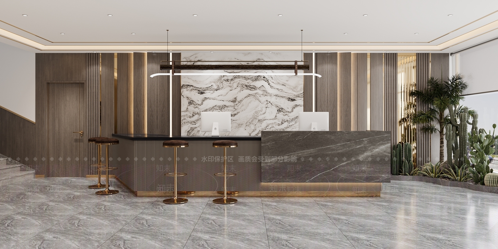 新中式酒店前台3D模型下载【ID:1130195528】
