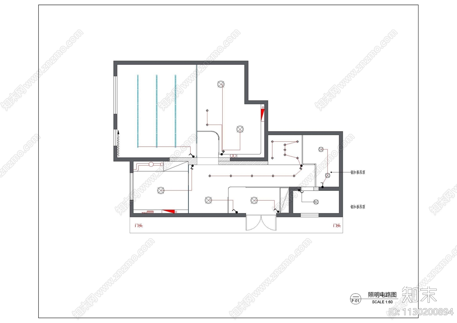 90㎡瑜伽馆效果图cad施工图下载【ID:1130200894】