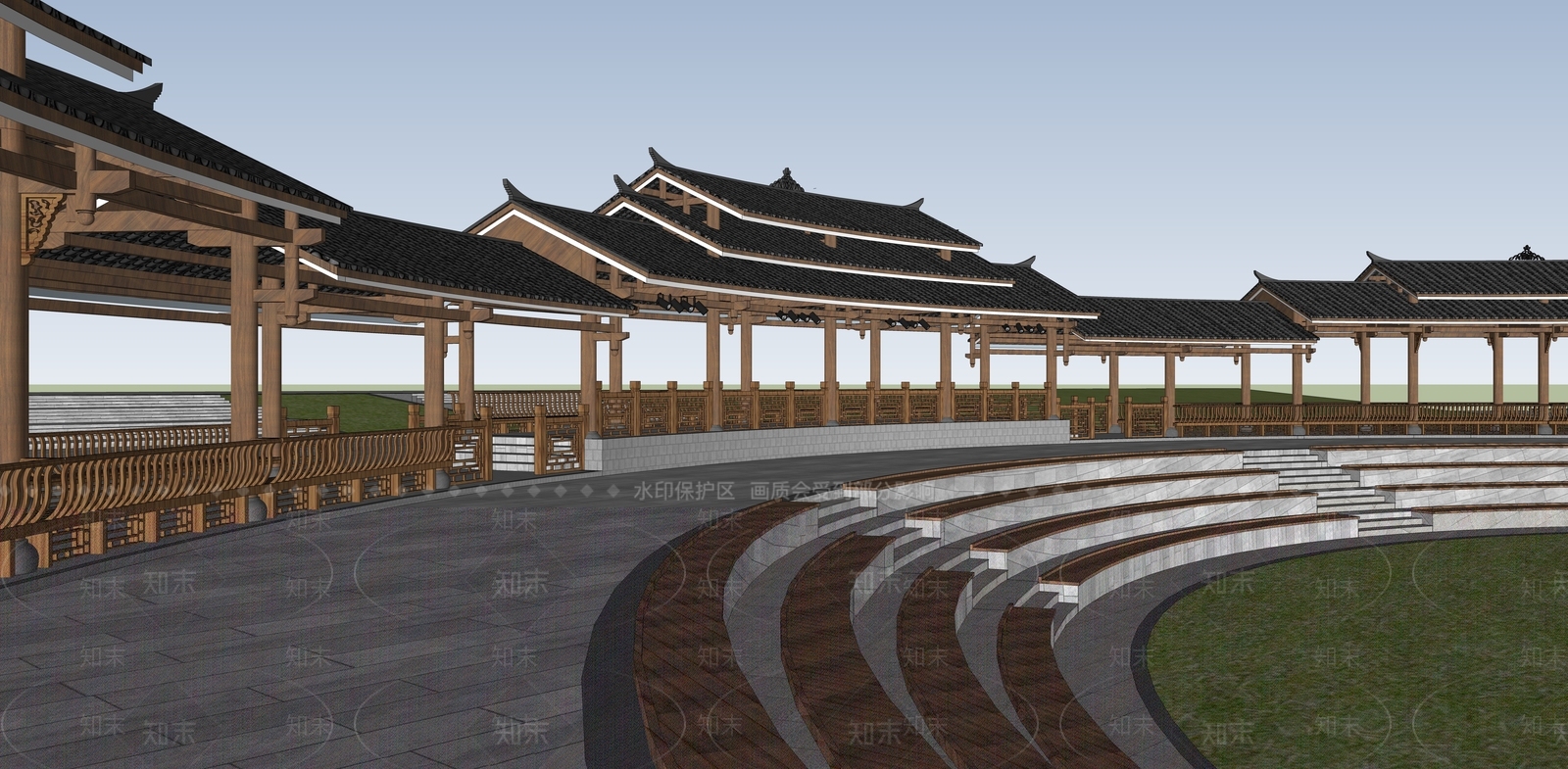廊架SU模型精品下载_SketchUp模型_知末网