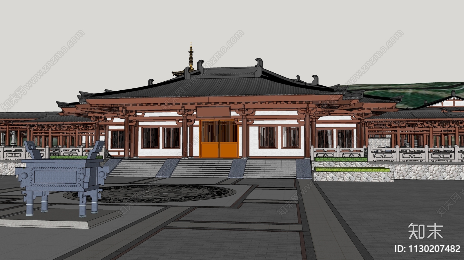 中式寺庙建筑SU模型下载【ID:1130207482】