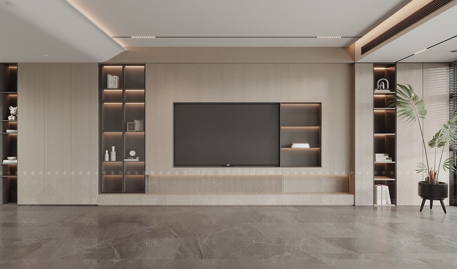 现代电视背景墙3D模型下载【ID:1130207897】_知末3d模型网
