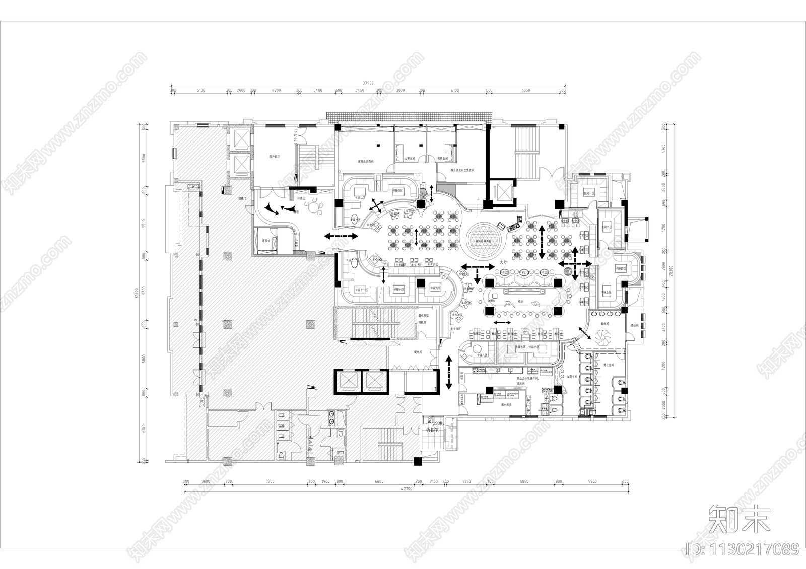 酒吧平面方案图cad施工图下载【ID:1130217089】