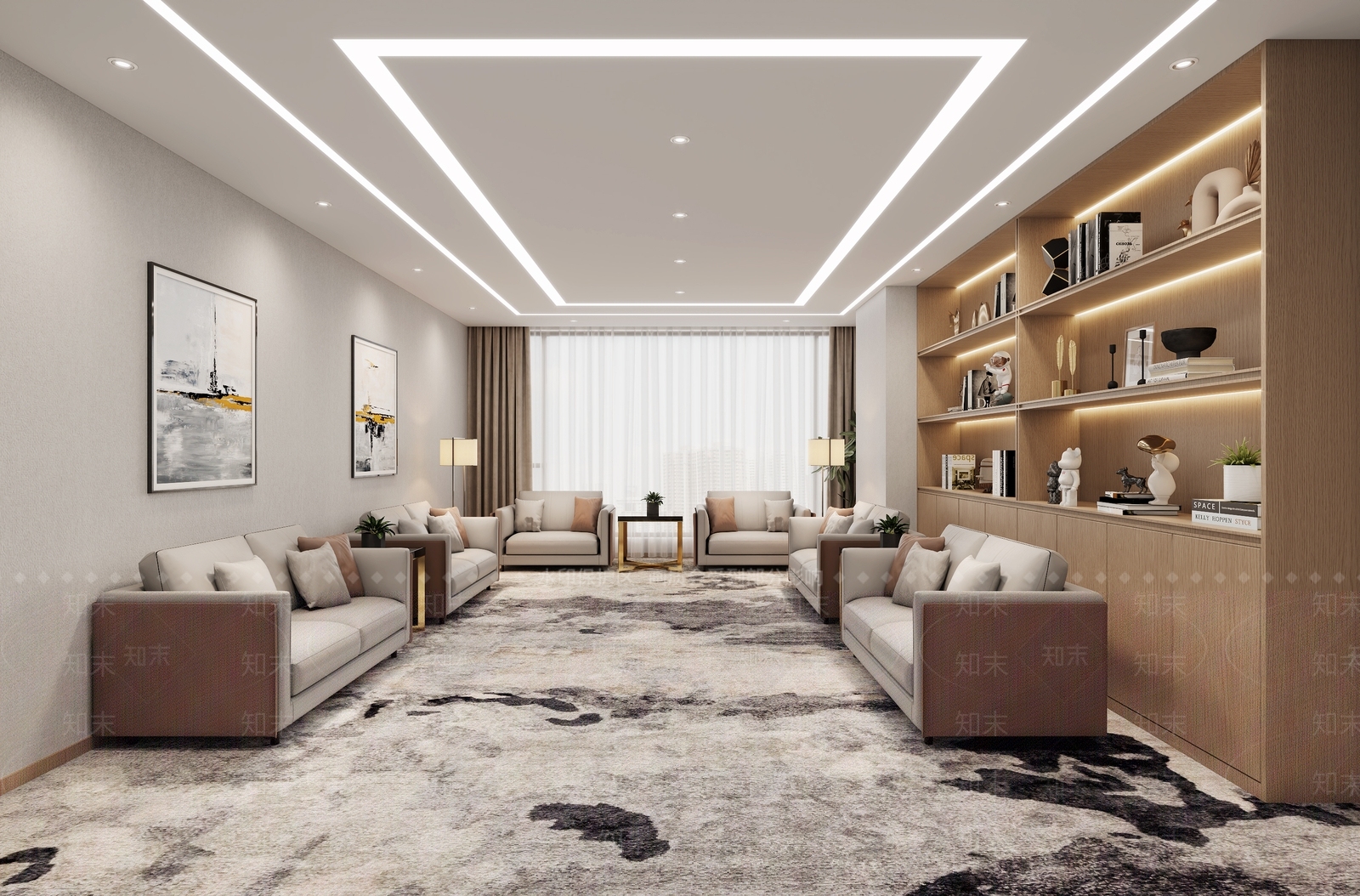 现代会客厅3D模型下载【ID:1130217455】