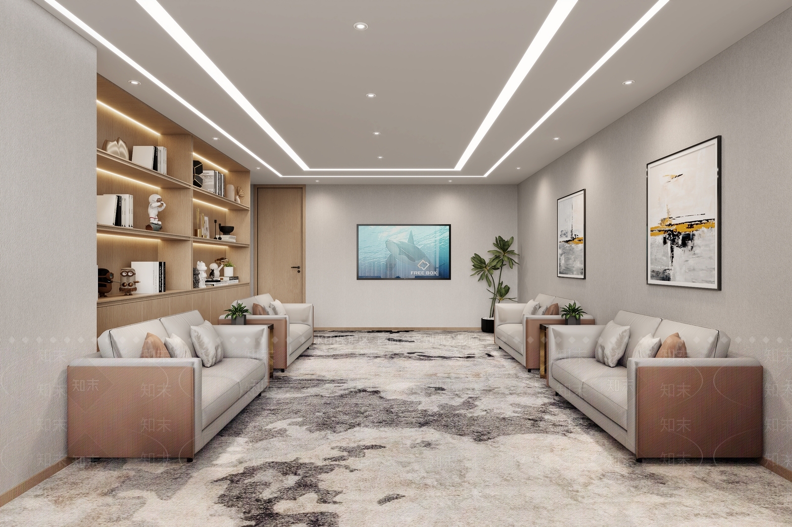 现代会客厅3D模型下载【ID:1130217455】