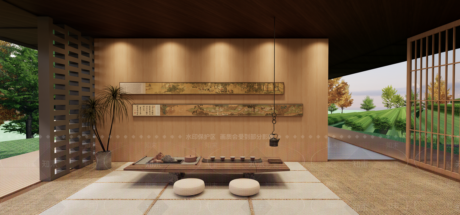 日式架空层茶室SU模型下载【ID:1130217822】