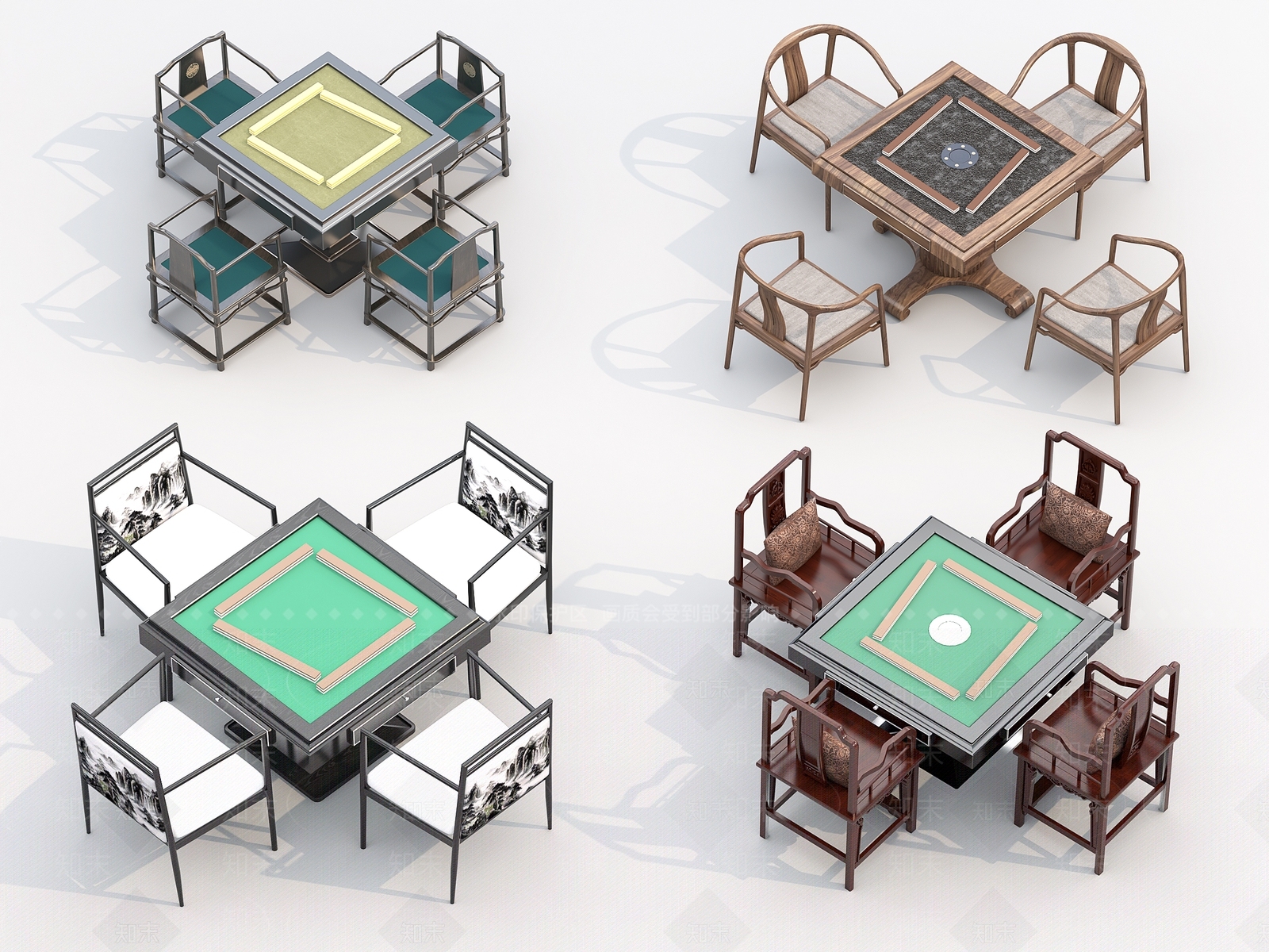 新中式麻将桌3D模型下载【ID:1130221638】