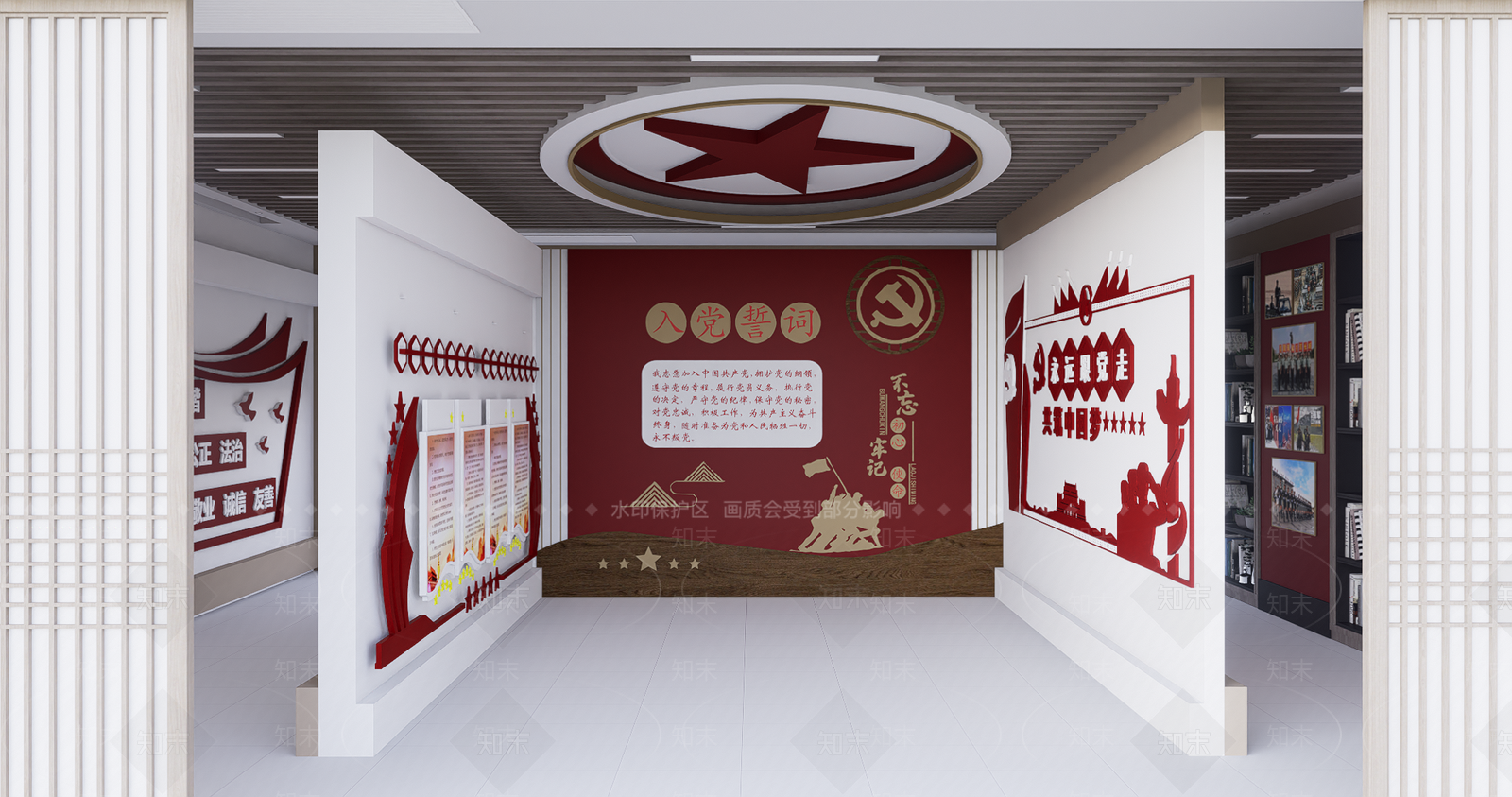 现代党建展厅SU模型下载【ID:1130225647】
