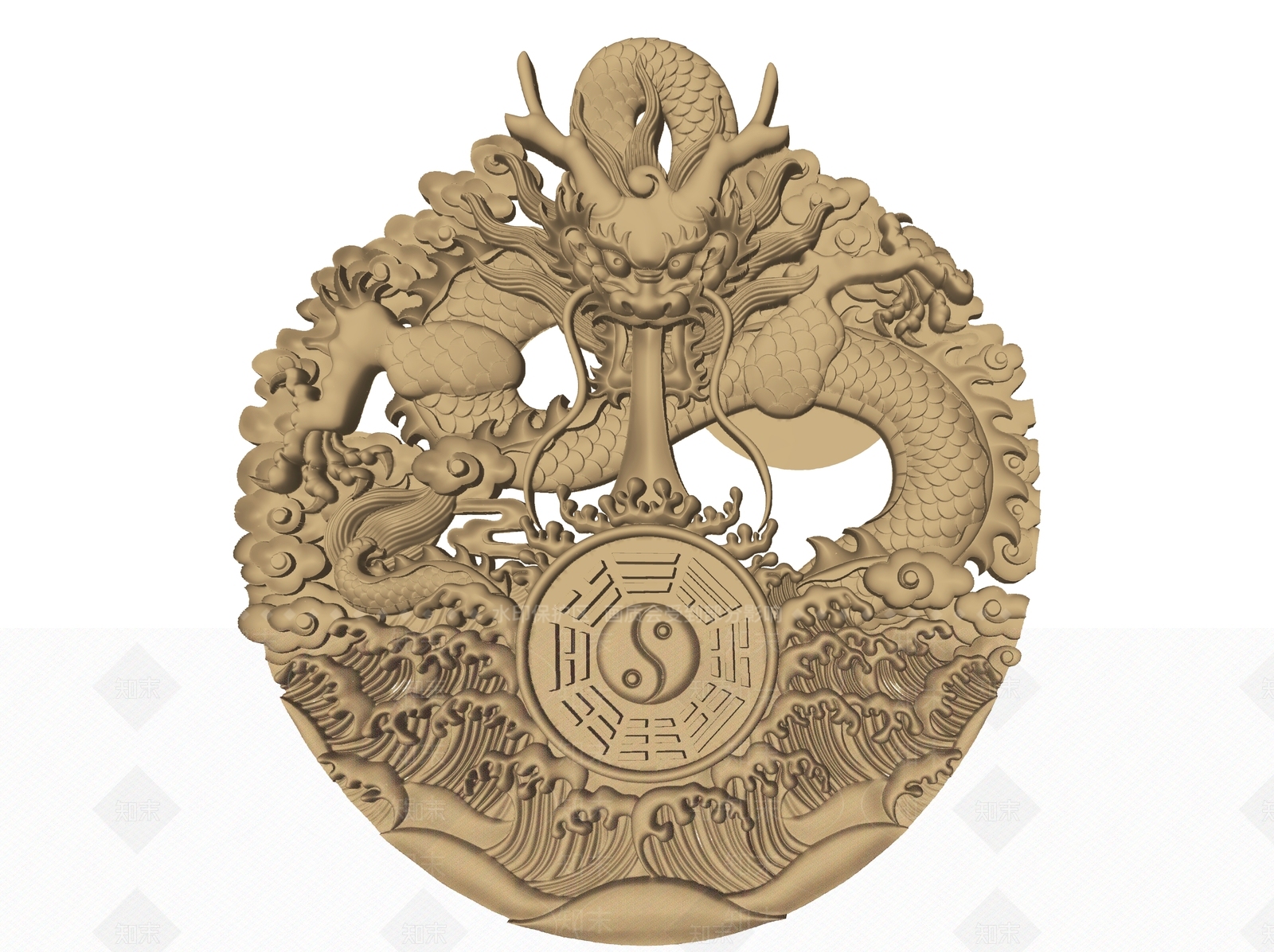 新中式龙纹八卦挂饰SU模型下载【ID:1130309298】