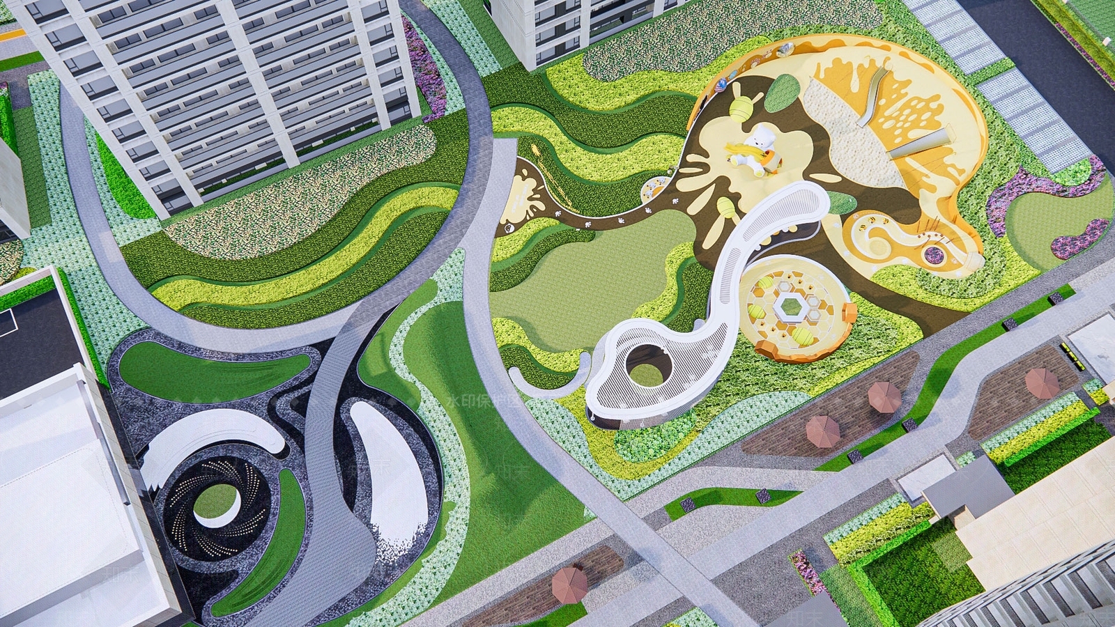 现代小区景观SU模型下载【ID:1130233821】
