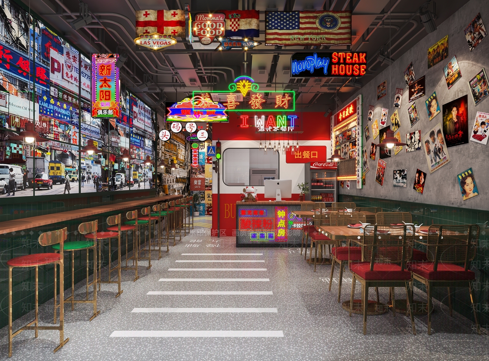 现代港式茶餐厅3D模型下载【ID:1130246496】