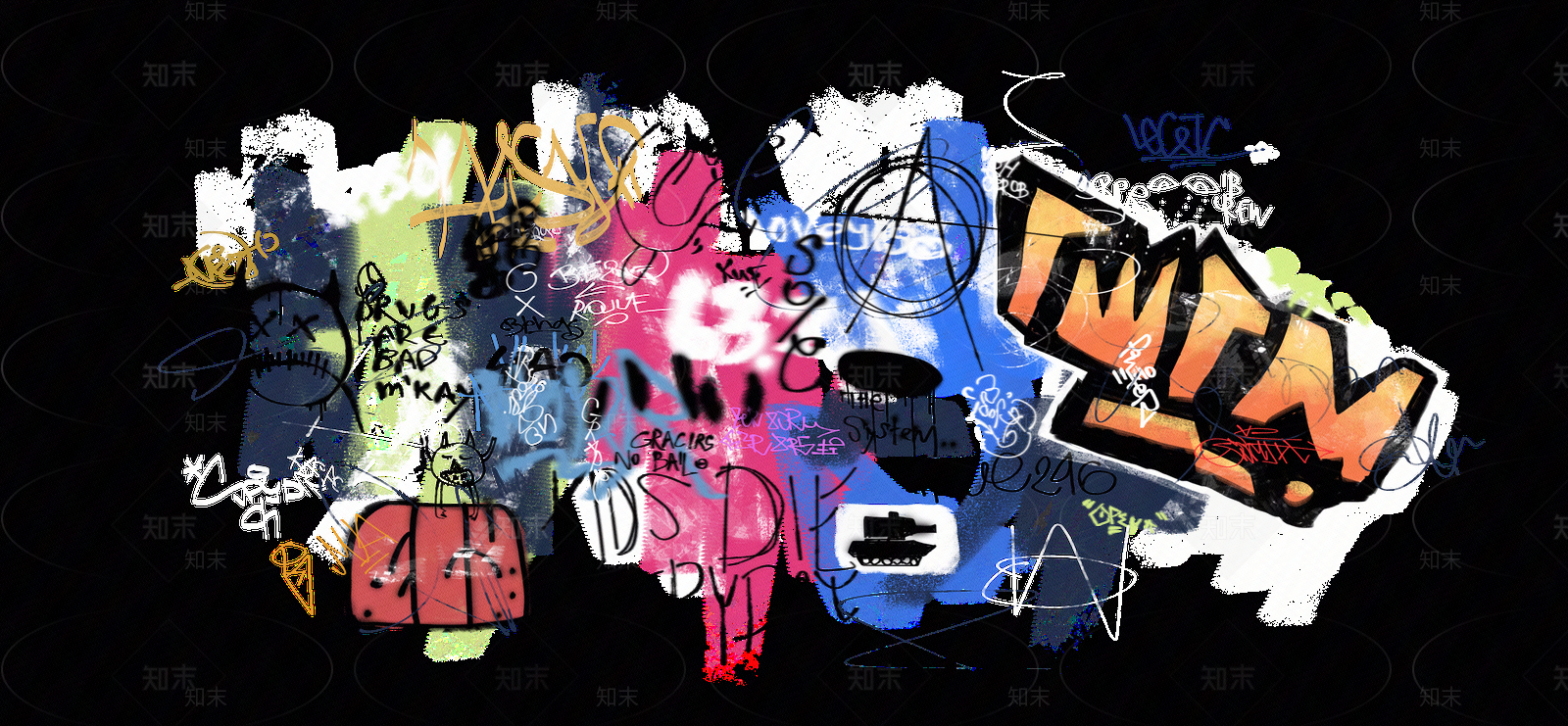 街头潮流涂鸦贴花贴图下载【ID:1130249731】
