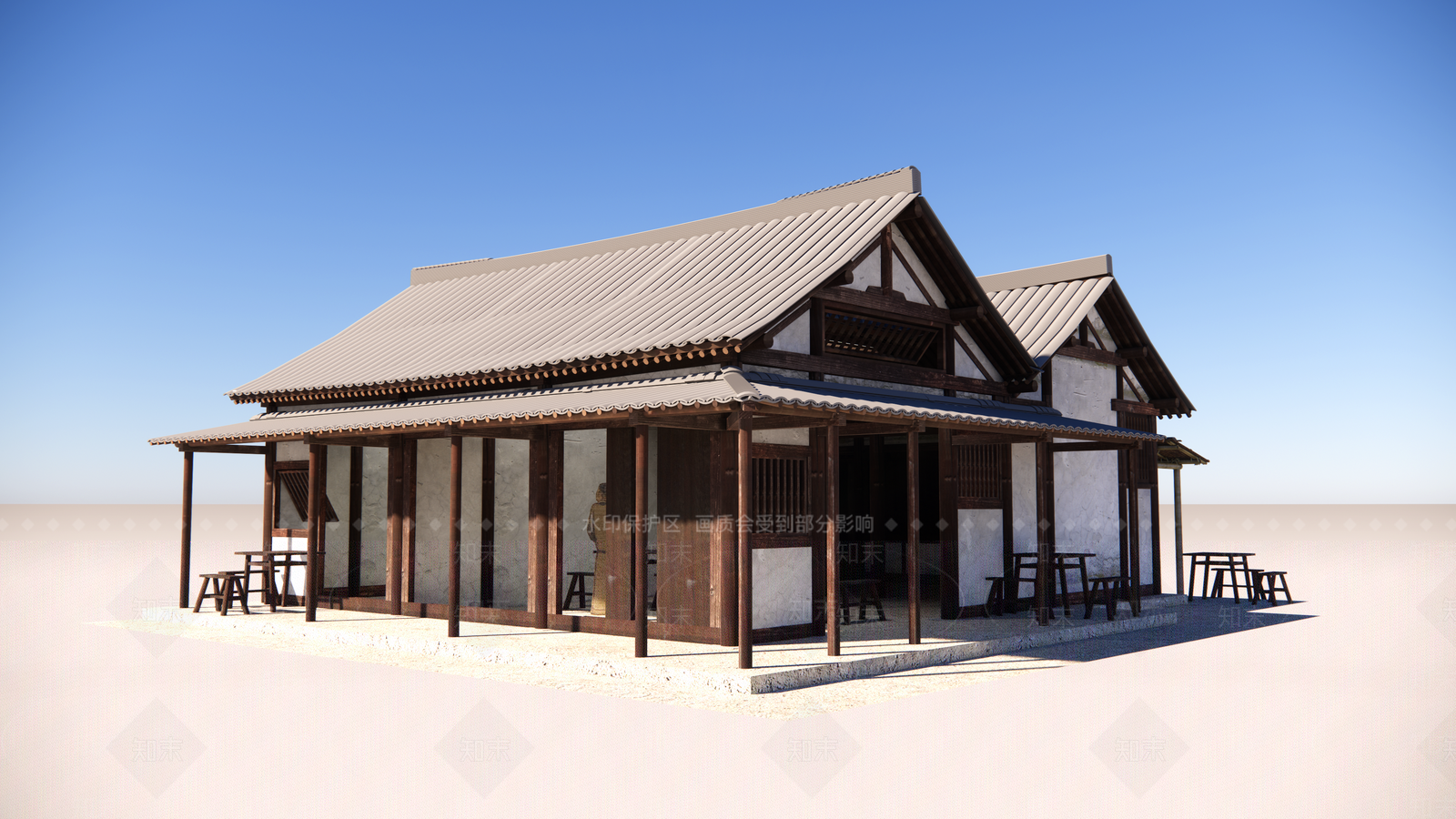 中式宋代清明上河图民居酒馆SU模型下载【ID:1130253741】