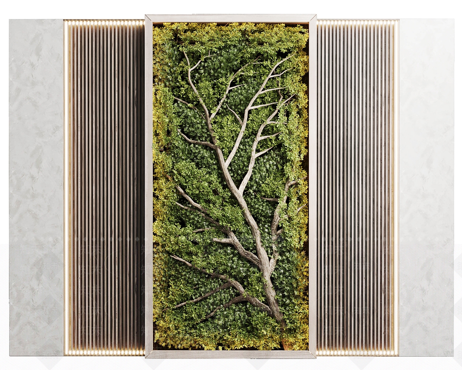现代植物墙3D模型下载【ID:1130260296】
