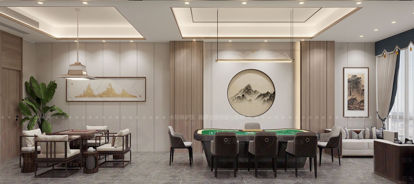 新中式棋牌室SU模型下载【ID:1130262018】
