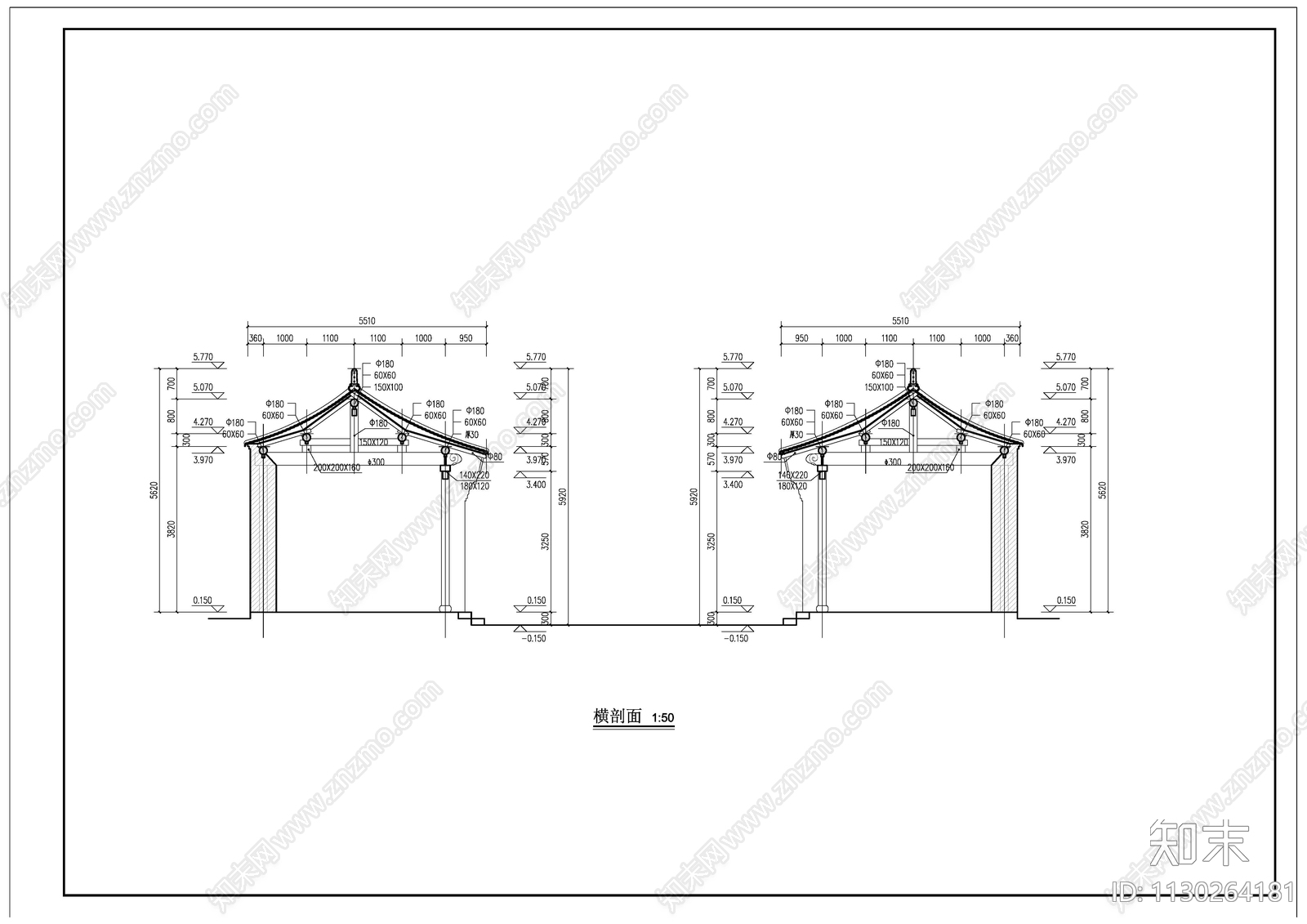 传统四合院窑洞建筑施工图下载【ID:1130264181】