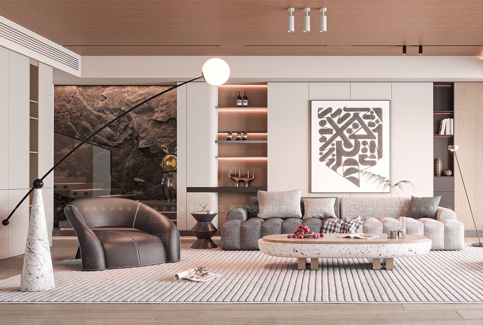 现代客厅SU模型下载【ID:1130265330】