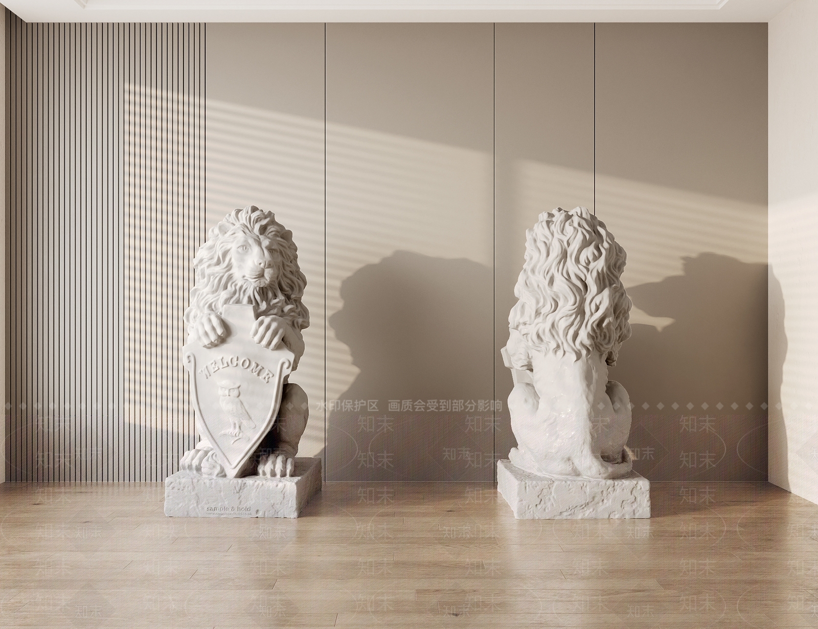 美式狮子雕塑3D模型下载【ID:1130267248】