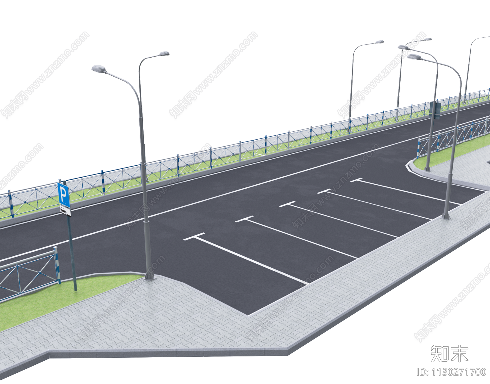 现代市政道路停车位3D模型下载【ID:1130271700】