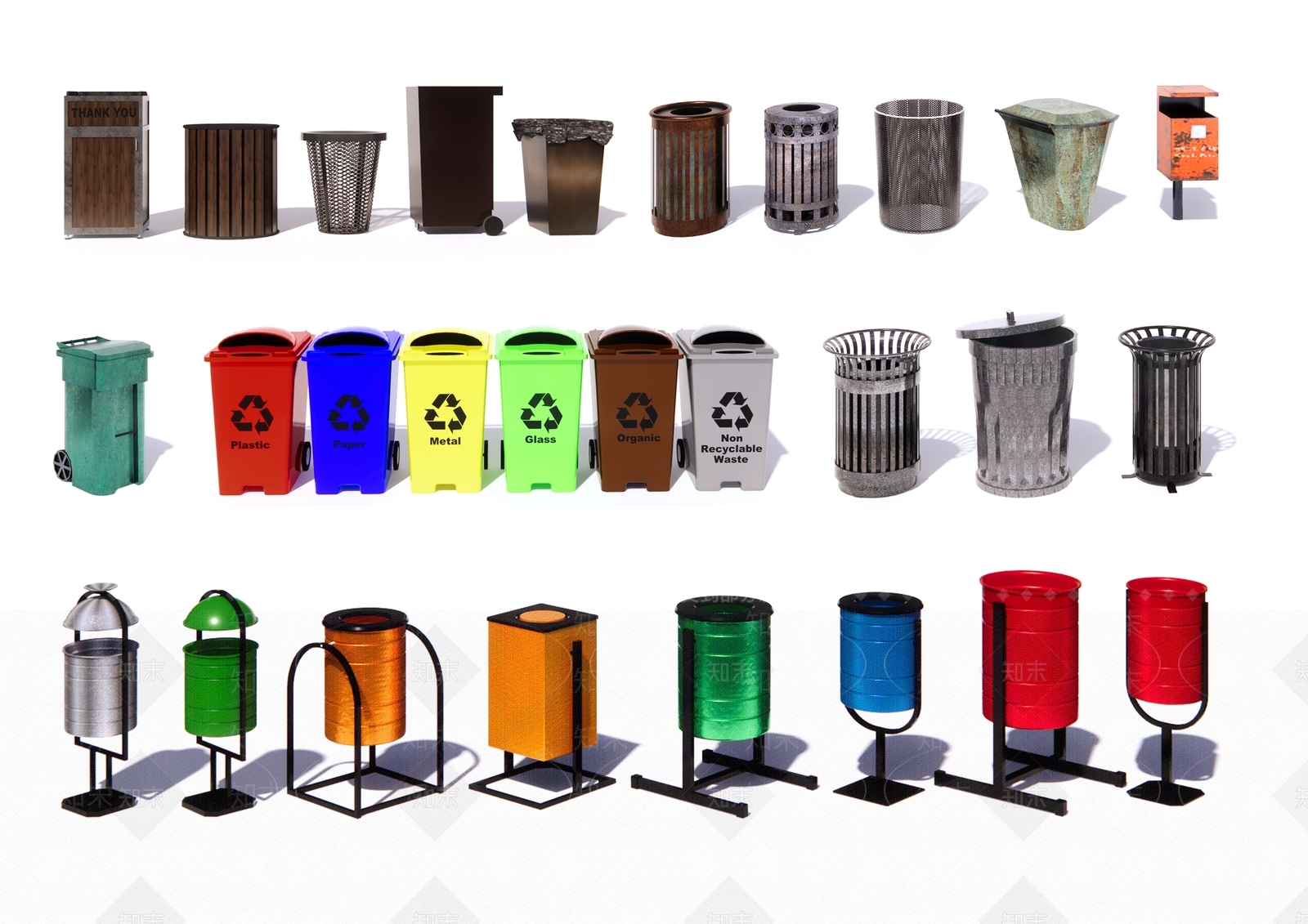 现代公共垃圾桶SU模型下载【ID:1130276751】