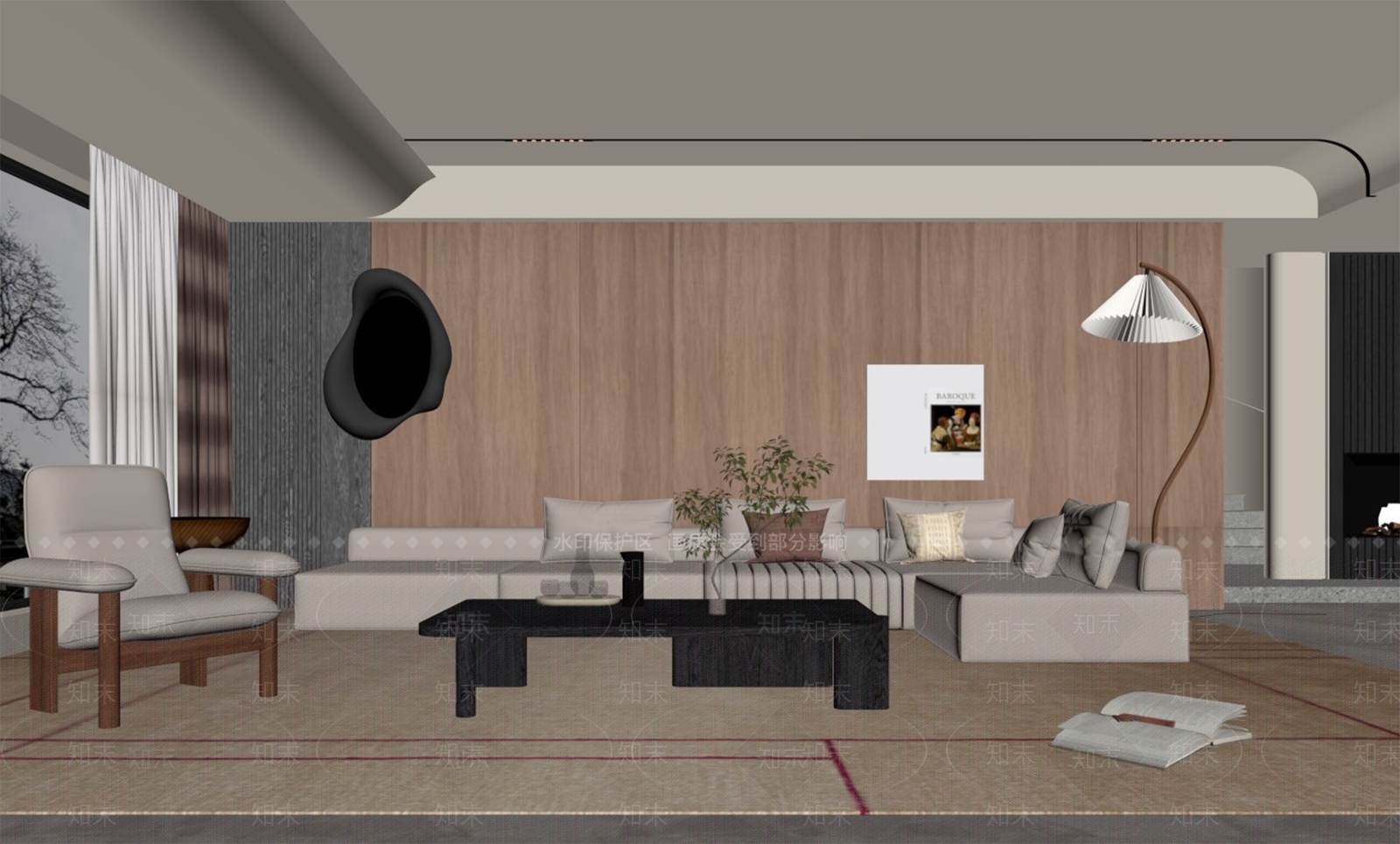 现代别墅客厅SU模型下载【ID:1130280888】
